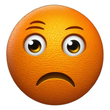 3d sphere with a cartoon orange skin texture with big thoughtful eyes sticker