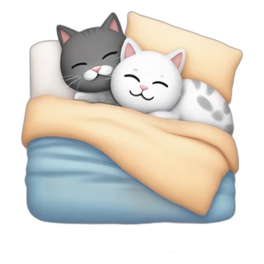 cute cat snuggeling boyfriend cat in bed for sleep sticker