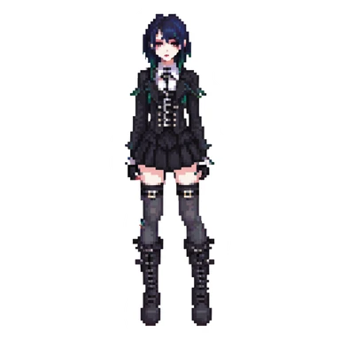 gothic femboy with dark makeup and platform boots sticker