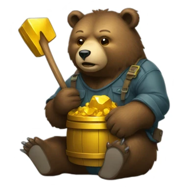 bear with gold mining pick sticker