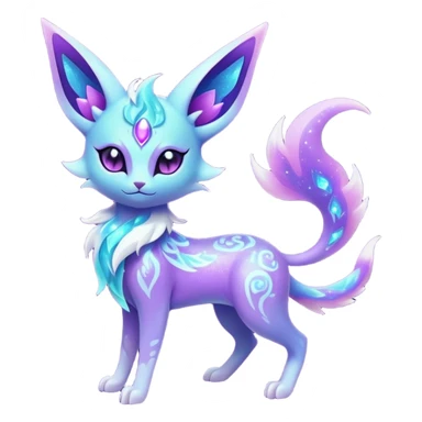 Shiny Exotic Nebulae Tropical Colorful Neon-colored Glittery Ethereal Sparkly Espeon-Amaura-Aurorus-Fakémon-hybrid-creature (full body)  sticker
