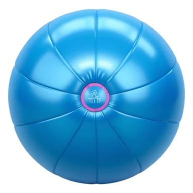 3D render of Yoga Ball made of shiny inflatable vinyl, visible seam lines, air valve, highly reflective plastic texture, pool toy aesthetic. sticker