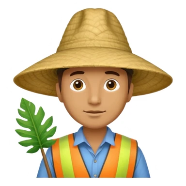 an surveyor man wearing a large leaf conicat sticker