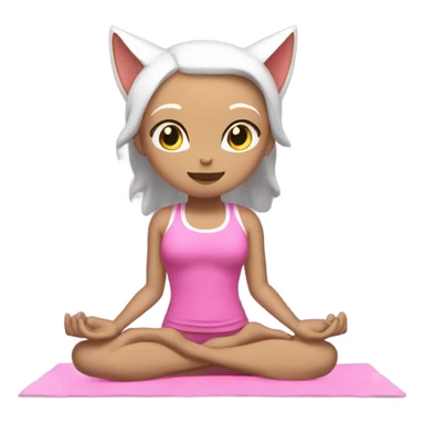 Yoga catgirl with coffee white skin full body pink sport  sticker