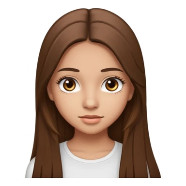 make a teenage 17 year old woman emoji with straight long brown hair and brown eyes with pretty eyelashes wearing a white top latina baddie sticker