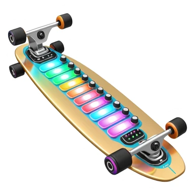 A longboard DJ mixer with faders, EQ knobs, and colorful LEDs.
 sticker