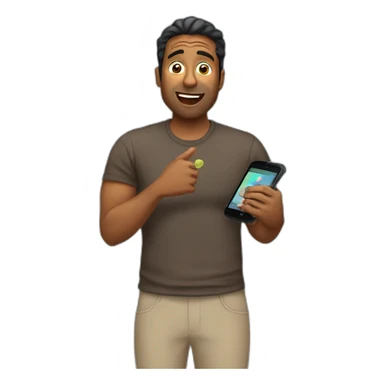 brown man holding phone surprised sticker
