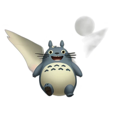 Totoro flying in the sky sticker