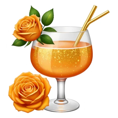 Glittery with orange roses gold mocktail sticker