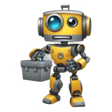 robot with toolbox in his hands sticker
