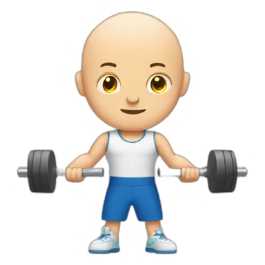 bald man curling dumbells sticker