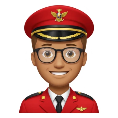 Smiling military man with glasses in red uniform sticker
