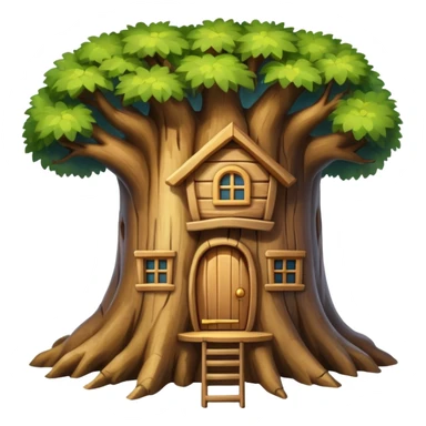 house inside a large tree trunk sticker