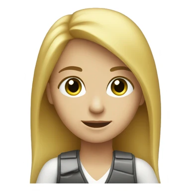 Female coder featuring a laptop. She has long hair, green eyes, white skin. sticker