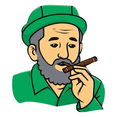Fidel Castro with a cigar sticker