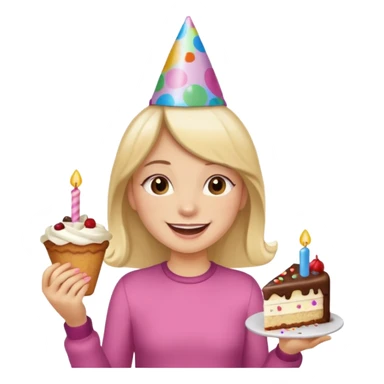 A girl in a cake happy birthday sticker