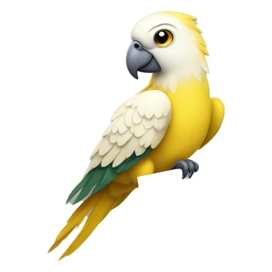 white and yellow parrot  holding a sign with the inscription  sticker