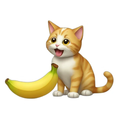 Cat eating banana sticker