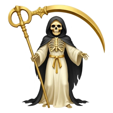 la santa muerte gold with large scythe  sticker