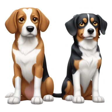 Two beagles with an Australian shepherd  sticker
