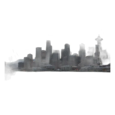 Seattle skyline, waterfront, bold sticker