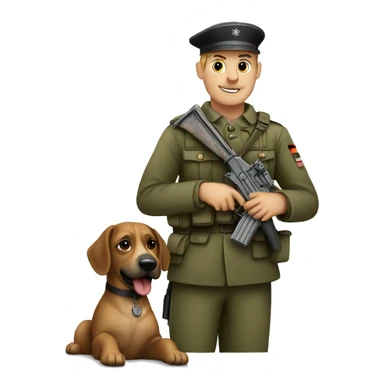A German soldier with a dog sticker