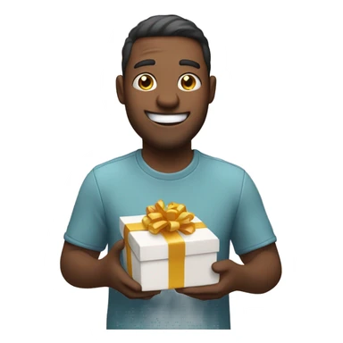happy man holding gift box sticker