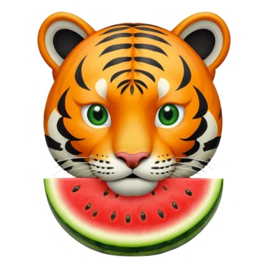 tiger eating watermelon sticker