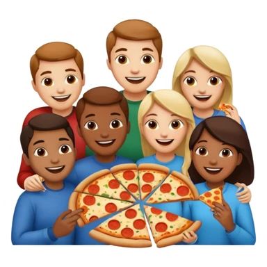 grupo de amigos comiendo pizza sticker
