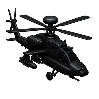 Change the angle of the Apache helicopter and make it black, keeping the emoji style look consistent with Apple style emojis. sticker