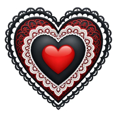 black heart with red center and white lace sticker