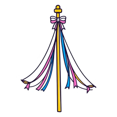 colorful maypole with ribbons sticker