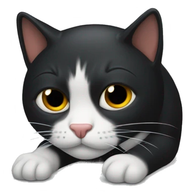 Un gato negro durmiendo sticker