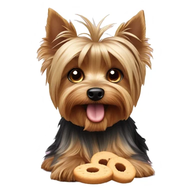 Yorkshire terrier eating biscuits  sticker