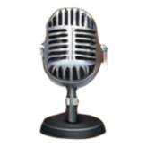 Icon for 50s American Musical Theater: a retro stage with neon lights, a classic microphone on stage, vintage piano, musical notes, vintage theater curtains, and Broadway-style elements. Avoid focusing solely on the piano. Transparent background. sticker