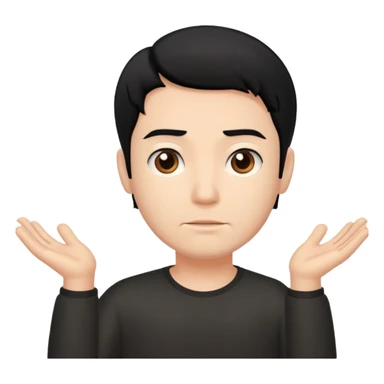 a guy shrugging his shoulders with a black hair sticker