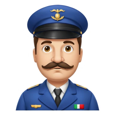 an italian train conductor with a mustache, slightly overweight, no hat. sticker