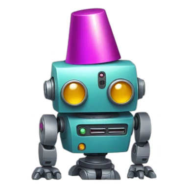 robot with partyhat sticker