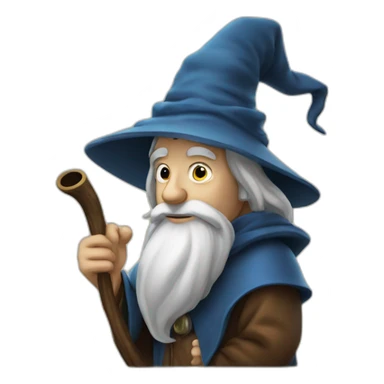 wizard in deep thought with pipe sticker