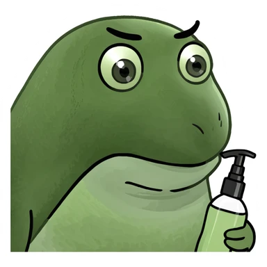 A penguin, putting skincare on sticker