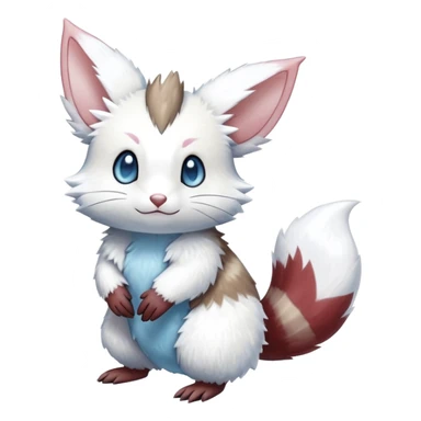 Shiny White Furry Snowy Ice-type Furret-Minccino-Zangoose-Hybrid (Full body) sticker