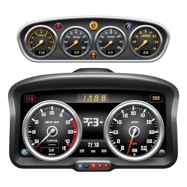 An icon showing a racing game interface, inspired by Grand Turismo. The design features a garage with a selection of high-performance cars, along with race track visuals in the background. Speedometer, lap timer, and other HUD elements add to the excitement. Transparent background sticker