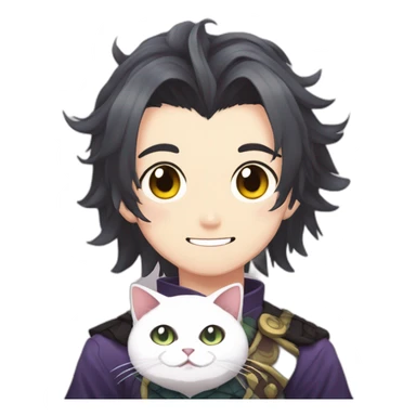 Gato gris, tanjiro demon slayer a rayas sticker