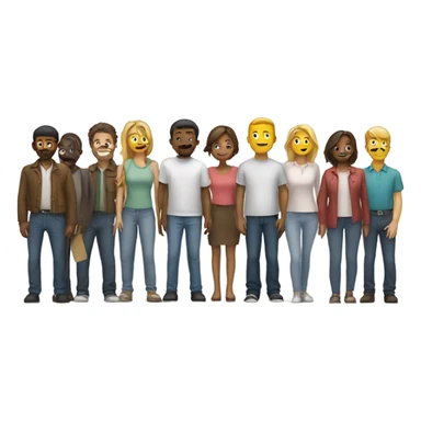 group of people standing in a row sticker