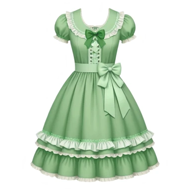Lolita dress, white and green sticker