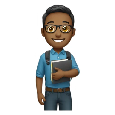 generate a happy and smart student  sticker