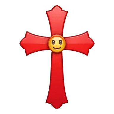 A bright crimson cross with smooth edges and balanced proportions. Clean emoji style sticker