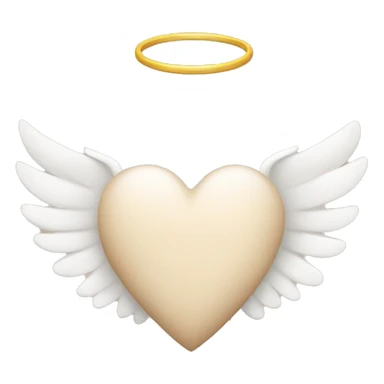 beige heart with white angel wings sticker