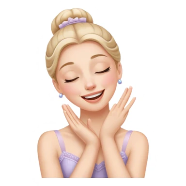 The ballerina laughs sweetly, covering her mouth with her hand and with her eyes closed sticker