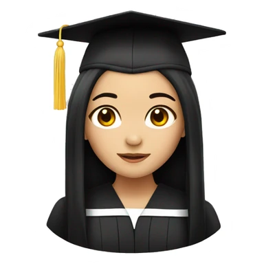 asian graduation girl with long black hair sticker